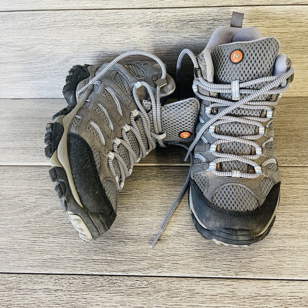 Merrell Moab Mid Waterproof Women's 7.5 Hiking Boots Gray Vibram  Style #J88792